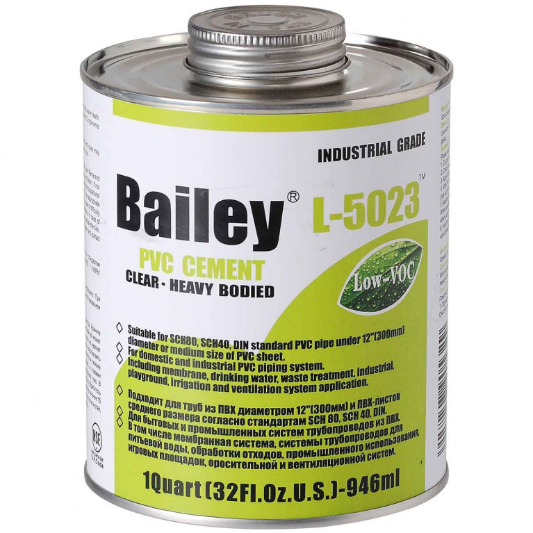Клей L-5023HV (946ml) Bailey для ПВХ труб большого диаметра, увеличенная вязкость (аналог Tangit)
